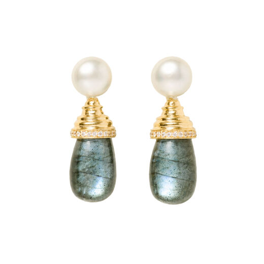 Labradorite and pearl earrings by Carousel Jewels